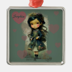 Ornamento De Metal Whimsic Kawaii Fairy Tale Girl