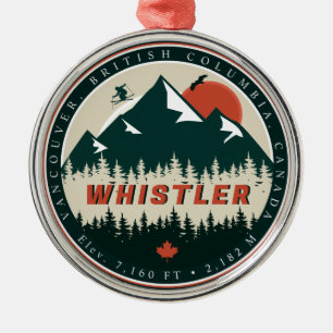 Ornamento De Metal Whistler BC Canada Mountain Ski Vintage