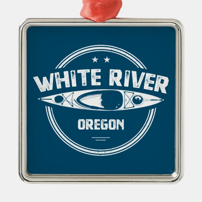 Ornamento De Metal White River Oregon Kayak (Frente)