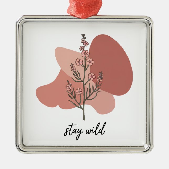 Ornamento De Metal Wild Floral Design (Frente)