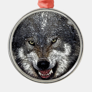 Ornamento De Metal Wild Wolf