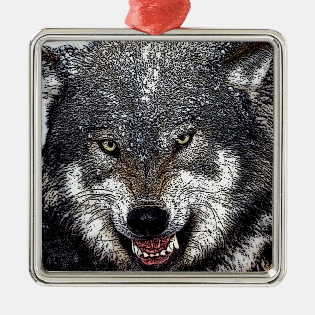 Ornamento De Metal Wild Wolf (Frente)