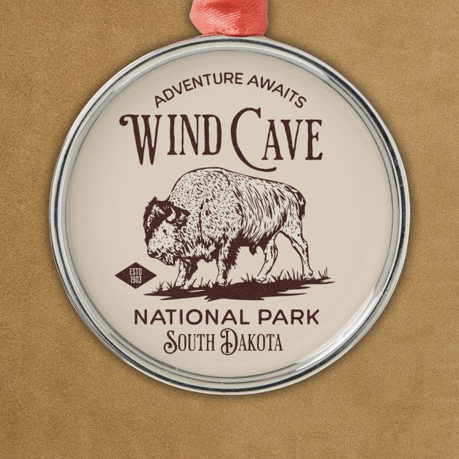 Ornamento De Metal Wind Cave National Park - Hiking Lovers Gift (Criador carregado)