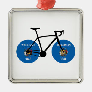 Ornamento De Metal Wisconsin Flag Cycling