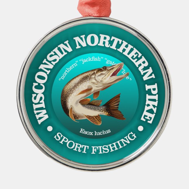 Ornamento De Metal Wisconsin Pike Fish (Frente)