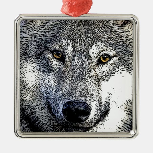 Ornamento De Metal Wolf Eyes Trabalho de arte (Frente)