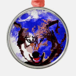 Ornamento De Metal Wolf & Full Moon