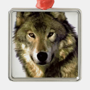 Ornamento De Metal Wolf Portrait