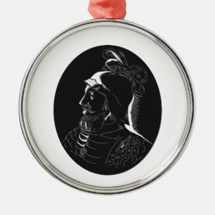 Ornamento De Metal Woodcut de Vasco Nún ez de Balboa Conquistador