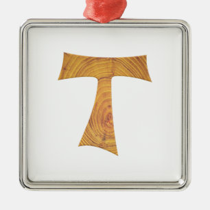 Ornamento De Metal Wooden Look Franciscan Tau Cross