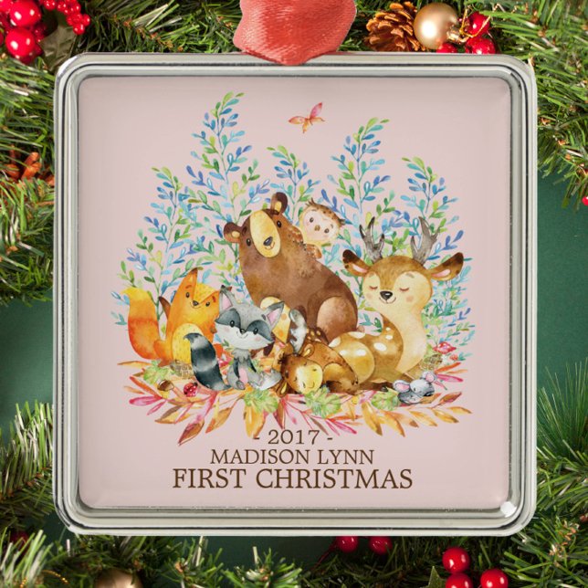 Ornamento De Metal Woodland Girls Baby's 1RUA (Criador carregado)