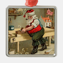 Ornamento De Metal Workshop de Natal Vintage Santa Claus