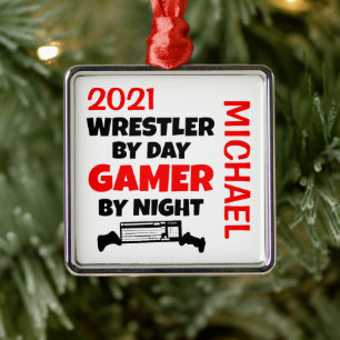 Ornamento De Metal Wrestler ama jogar Videos games PERSONALIZADOS