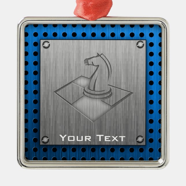 Ornamento De Metal Xadrez; Metal-olhar escovado (Frente)