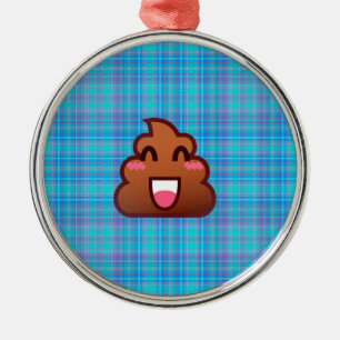 Ornamento De Metal xadrez poop emoji