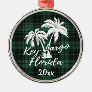 Ornamento De Metal Xadrez Verde Palm Tree Key Largo Florida