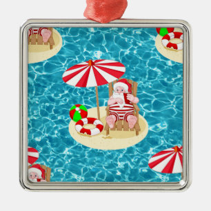 Ornamento De Metal xmas Beach santa claus