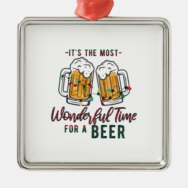 Ornamento De Metal Xmas Deu Um Tempo Maravilhoso Para Uma Cerveja (Frente)