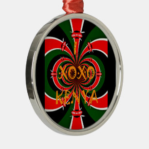 Ornamento De Metal XOXO I Love Kenya Black Red Green Flag