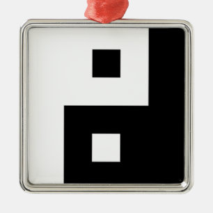 Ornamento De Metal Yin quadrado Yang