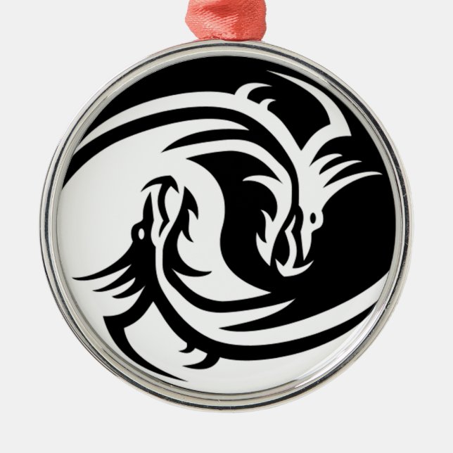 Ornamento De Metal Yin Yang Dragons (Frente)
