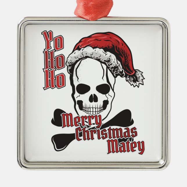 Ornamento De Metal Yo Ho Papais noeis Pirata Jolly Roger (Frente)
