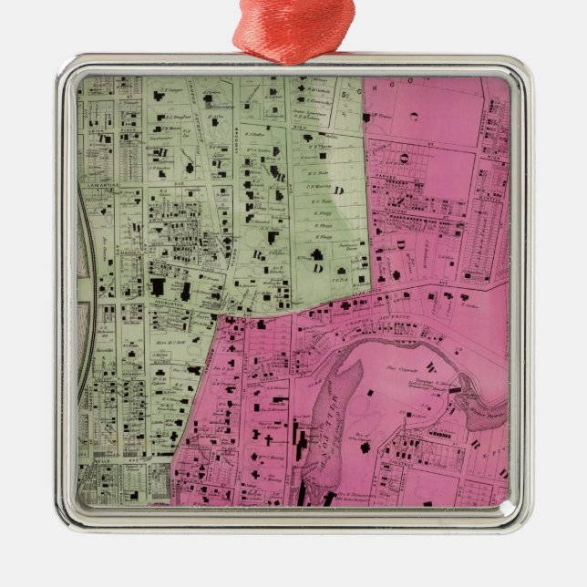 Ornamento De Metal Yonkers, atlas de NY (Frente)