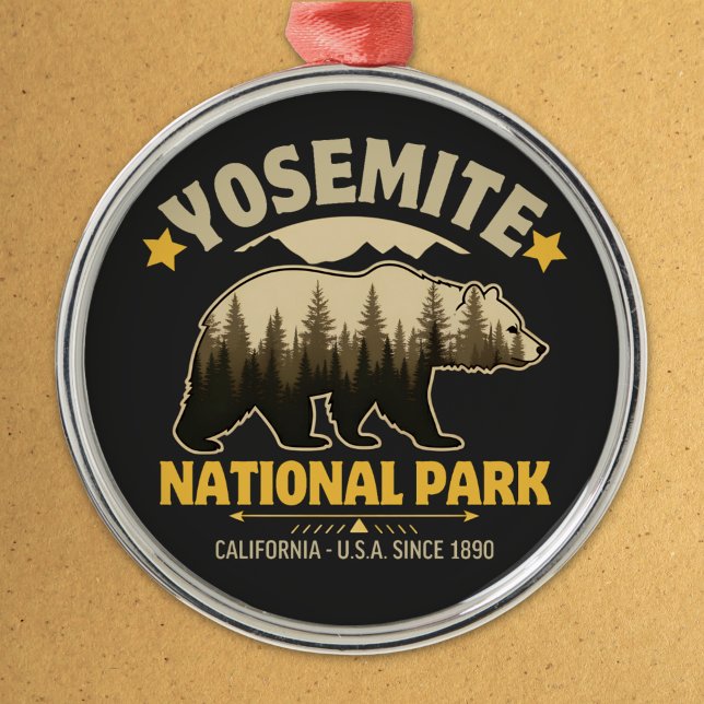 Ornamento De Metal Yosemite National Park Rustic Bear (Criador carregado)