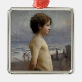 Ornamento De Metal Young Boy at the Beach (por Jules Bastien-Lepage)