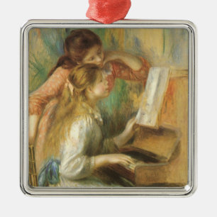 Ornamento De Metal Young Girls in Piano por Pierre Renoir
