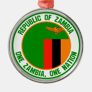 Ornamento De Metal Zâmbia Round Emblem