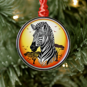 Ornamento De Metal Zebra African Savanna Wild Animal