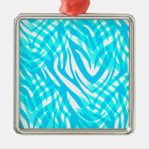 Ornamento De Metal Zebra azul Abstrato