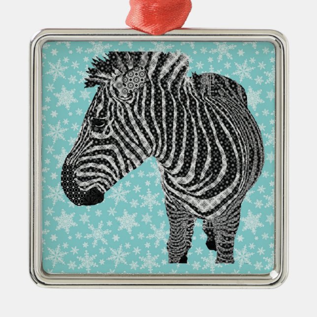 Ornamento De Metal Zebra do vintage (Frente)