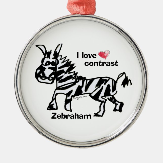 Ornamento De Metal Zebraham - Eu adoro contraste (Frente)