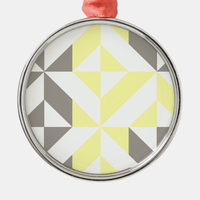 Ornamento De Metal ZigZag Geométrico Amarelo e Silver (Frente)