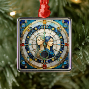 Ornamento De Metal Zodiac - Gemini Os Gêmeos