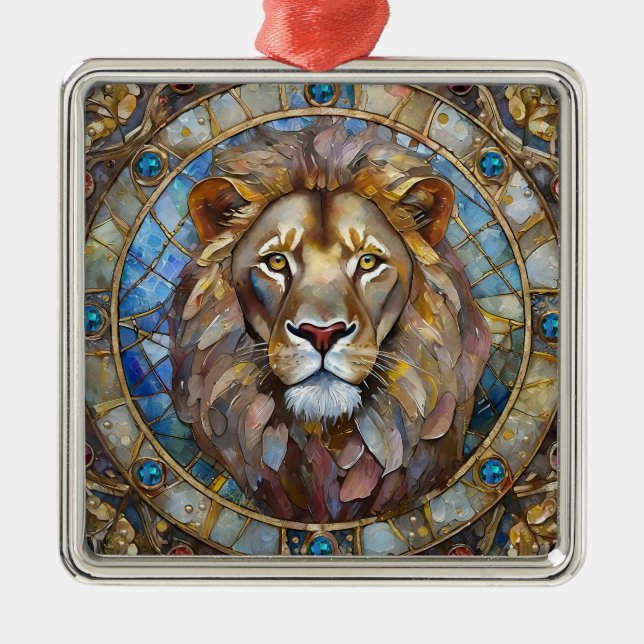Ornamento De Metal Zodiac - Leão o Leão (Frente)