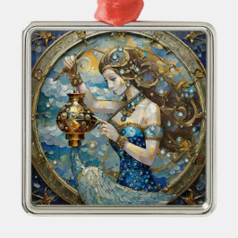 Ornamento De Metal Zodíaco - Aquário, O Portador De Água