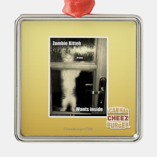 Ornamento De Metal Zombi Kitteh (Frente)