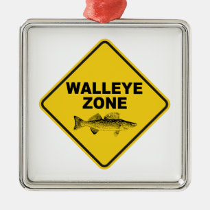 Ornamento De Metal Zona de pesca Walleye