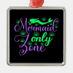 Ornamento De Metal Zona Somente Sereia em Neon Verde e Roxo