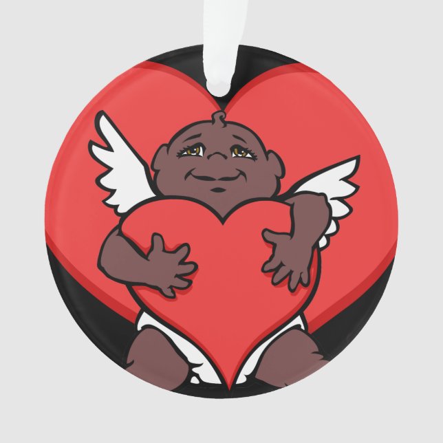 Ornamento de namorados - Ornamento Cupido Africano (Frente)
