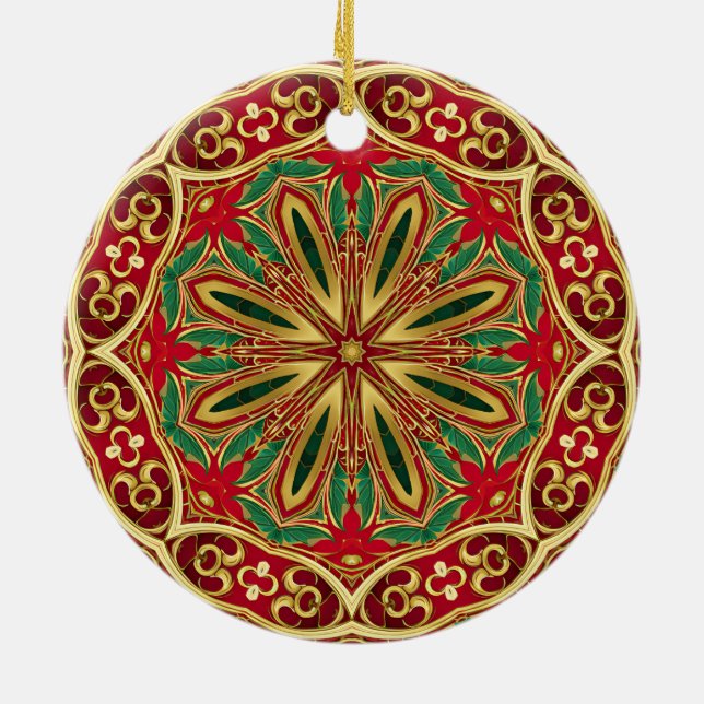 Ornamento de Natal Dourado vermelho (Traseira)