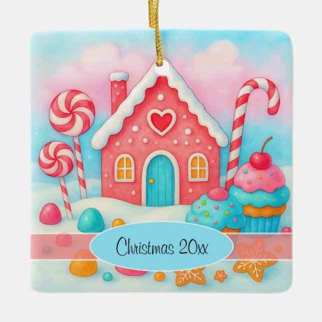 Ornamento de Natal em Candyland (Frente)