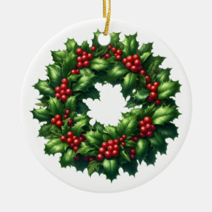 Ornamento de Natal Holly Wreath