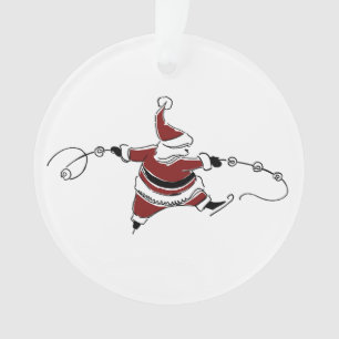 Ornamento de Natal Papai Noel Patinando Vintage