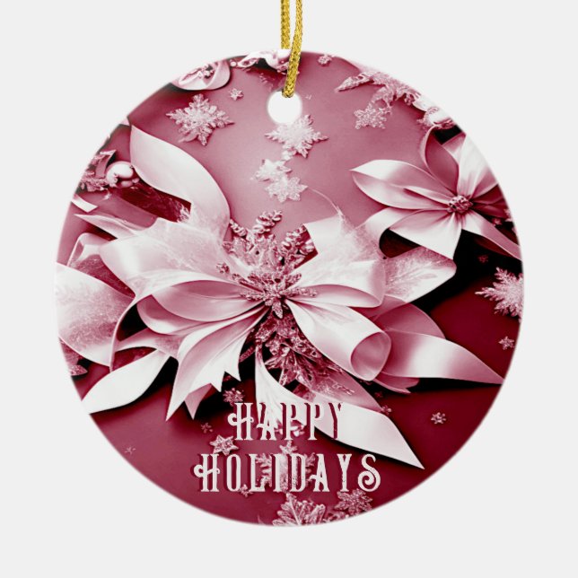 Ornamento de Natal Red Floral (Frente)
