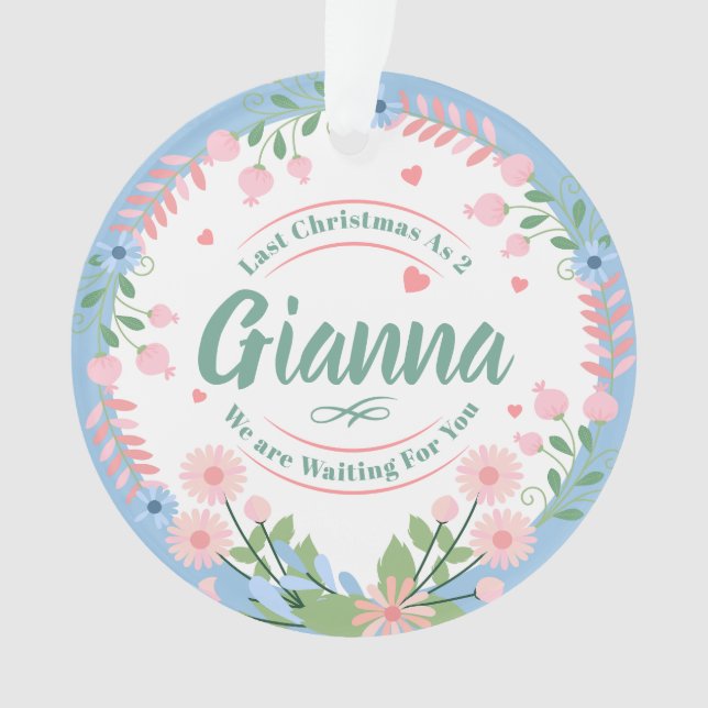 Ornamento de Nome de Bebê Personalizado para Famíl (Frente)