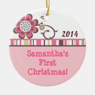 Ornamento de Nome Personalizado da Borboleta Flor 